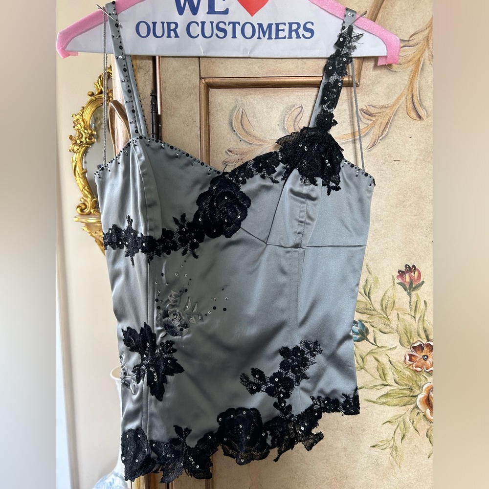Adriana Papell grey corset top